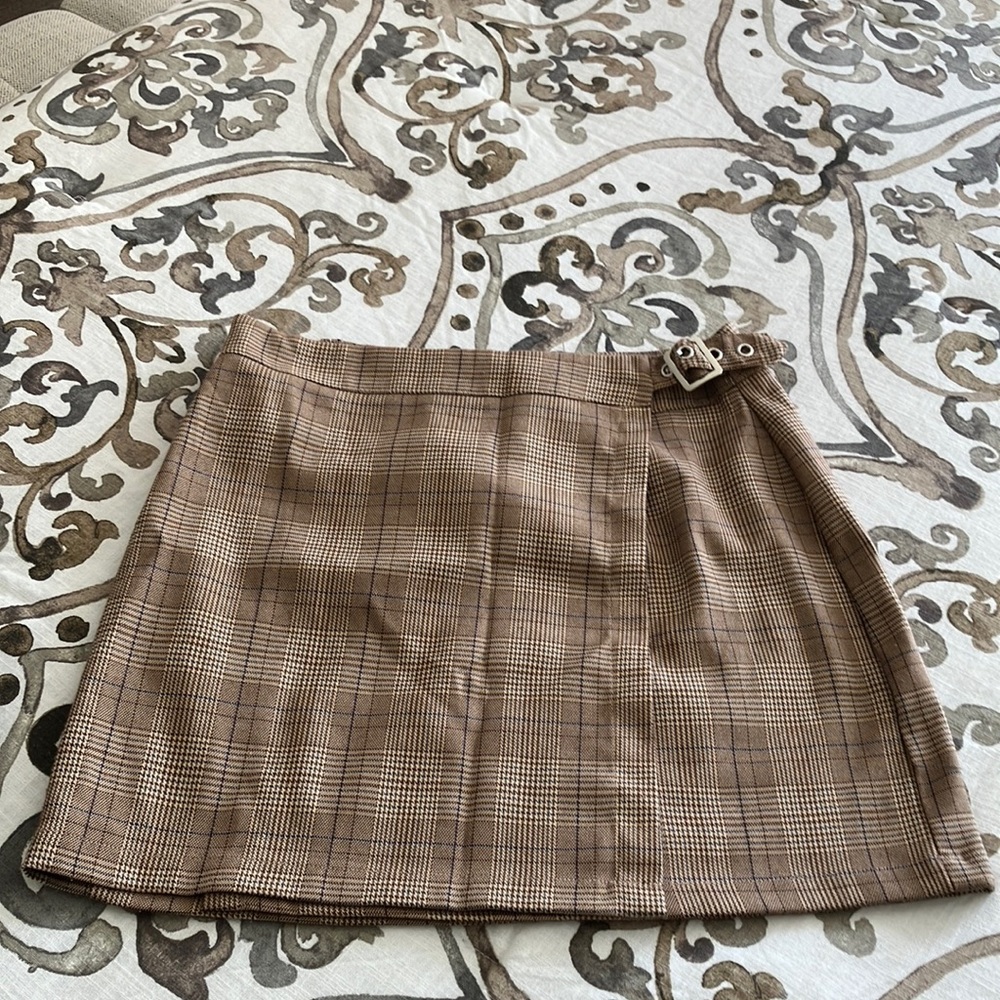Y2K HESPERUS BROWN PLAIN PATTERNED SKIRT SIZE S